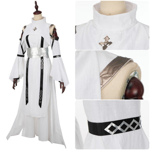 FF14 Asphodelos Chiton of Healing Cosplay Costume Final Fantasy 14 White Combat Uniform