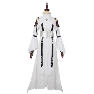 FF14 Asphodelos Chiton of Healing Cosplay Costume Final Fantasy 14 White Combat Uniform