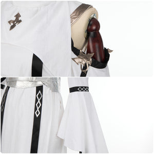 FF14 Asphodelos Chiton of Healing Cosplay Costume Final Fantasy 14 White Combat Uniform