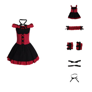 Female Anime Date A Live Tokisaki Kurumi Cosplay Costume Halter Neck Dress