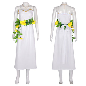 Final Fantasy Iris Cosplay Costume White Floral Party skirt Date Evening Dress