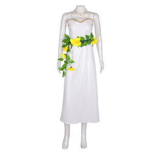 Final Fantasy Iris Cosplay Costume White Floral Party skirt Date Evening Dress