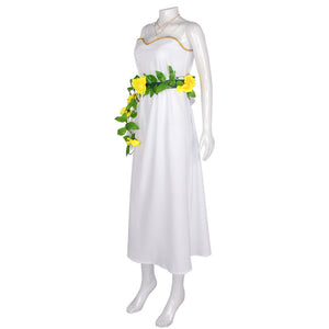 Final Fantasy Iris Cosplay Costume White Floral Party skirt Date Evening Dress