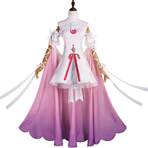 Game Genshin Impact Damselette Colombina Cosplay Costume Halter Neck Dress
