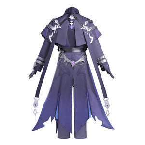 Game Genshin Impact Flins Cosplay Costume Purple Uniform Blue Wig