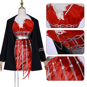 Game Reverse 1999 Schneider Cosplay Costume Red Tassel Dress Feather Set Halloween Outfit