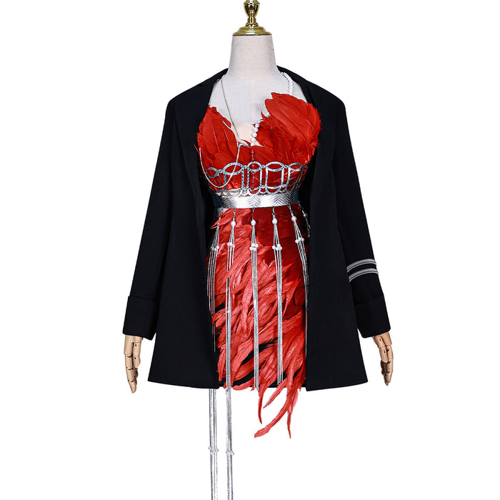 Game Reverse 1999 Schneider Cosplay Costume Red Tassel Dress Feather Set Halloween Outfit