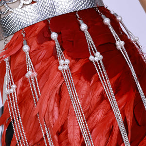 Game Reverse 1999 Schneider Cosplay Costume Red Tassel Dress Feather Set Halloween Outfit