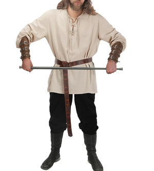 Halloween Men Pirate Renaissance Cosplay Costume Set Medieval Shirt Ankle Banded Pants Viking Belt Accessorie