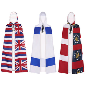 National Flag Print Cute Unisex Christmas Hooded Robe Cloak Vampire Halloween Witch Cape Cosplay Costume