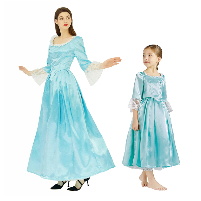 Hamilton Musical Elizabeth Schuyler Light Blue Eliza the Schuyler Sisters Dress Cosplay Costume Carnival Halloween