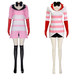 Hazbin Hotel Angel Dust Cosplay Costume Pink Full Uniform Halloween Party Clothing