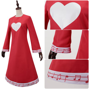 Anime Hazbin Hotel Charlie Cosplay Costume Woman Cute Red Heart Printed Dress Outfit