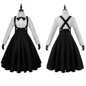 Anime Hazbin Hotel Charlie Cosplay Costume Woman Cute Black Strap Dress Uniform Halloween Set