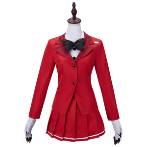 Hazbin Hotel Charlie Cosplay Costume Red Campus Uniform Short Skirt Stage Performance Uniform