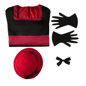 Hazbin Hotel Charlie Cosplay Costume Black Waisted Dress Full Set with Hat halloween Party