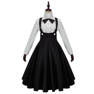 Anime Hazbin Hotel Charlie Cosplay Costume Woman Cute Black Strap Dress Uniform Halloween Set