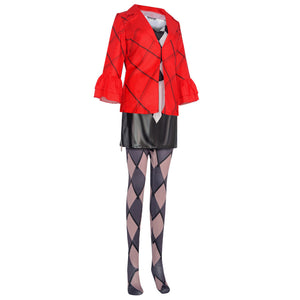 Joker Harley Quinzel Cosplay Costume Suit Jacket Plaid Clothing Halloween Clown Comical Set