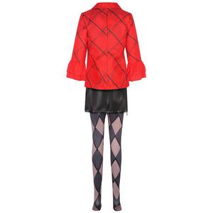 Joker Harley Quinzel Cosplay Costume Suit Jacket Plaid Clothing Halloween Clown Comical Set