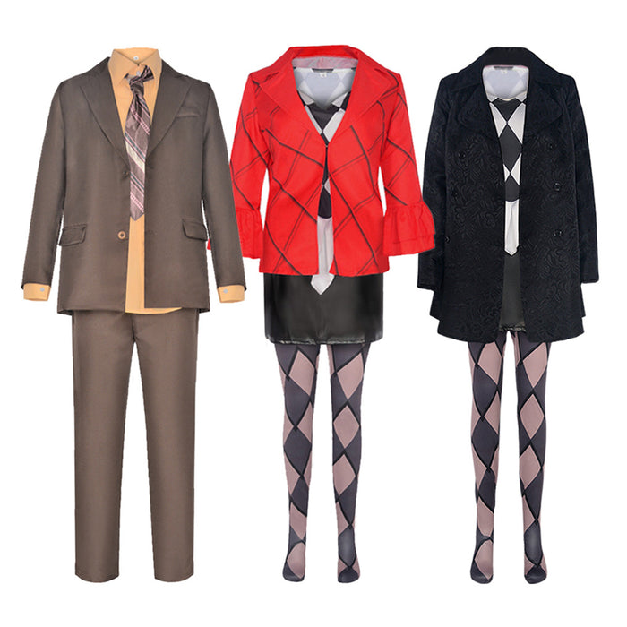 Joker Harley Quinzel Cosplay Costume Suit Jacket Plaid Clothing Halloween Clown Comical Set