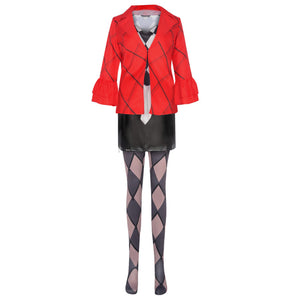 Joker Harley Quinzel Cosplay Costume Suit Jacket Plaid Clothing Halloween Clown Comical Set