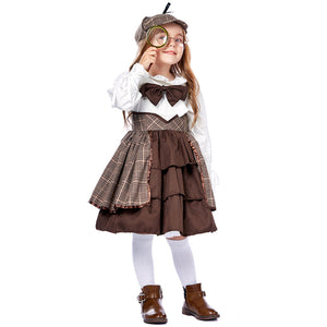 British Academy Style Lolita Uniforms Kids Detective Sherlock Holmes Cosplay Costume