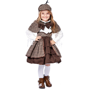 British Academy Style Lolita Uniforms Kids Detective Sherlock Holmes Cosplay Costume