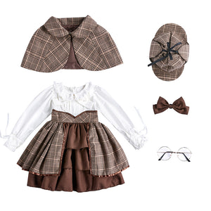 British Academy Style Lolita Uniforms Kids Detective Sherlock Holmes Cosplay Costume