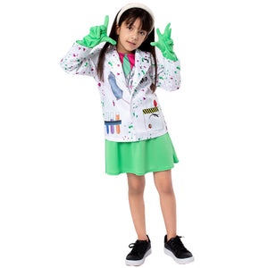 Kids Scientists Cosplay Costumes Funny Printed Stage Performance Clothing