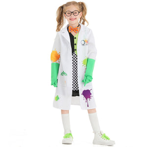 Kids Scientists Cosplay Costumes Crazy Science Stranger White Coat Stage Performance Clothing