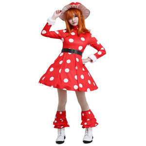 Komorikino Cosplay Costume Red Cute Mushroom Shaped Clothing for Stage Performances