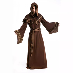 Men Hooded Robes Halloween Vampire Cosplay Costume Cloaks Church Uniforms