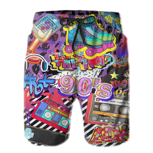 Retro Men's 2 Piece Tracksuit 80s 90s 3D Digital Printing Outfit Shirts and Shorts Sets with Bucket Hats