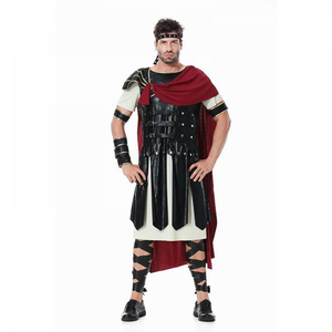 Men Spartan Warrior Costume Ancient Greek Roman Gladiator Soldier Retro Toga Robe Clothing for Halloween