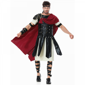 Men Spartan Warrior Costume Ancient Greek Roman Gladiator Soldier Retro Toga Robe Clothing for Halloween