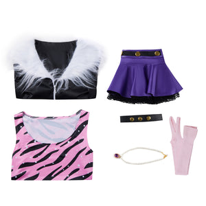 Monster High Clawdeen Wolf Cosplay Costume for Black Fur Collar Jacket+Purple Short Skirt Set