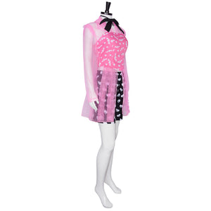 Monster High Draculaura Cosplay Costume Vampire Pink Printed Gauze Dress Halloween Party Clothing