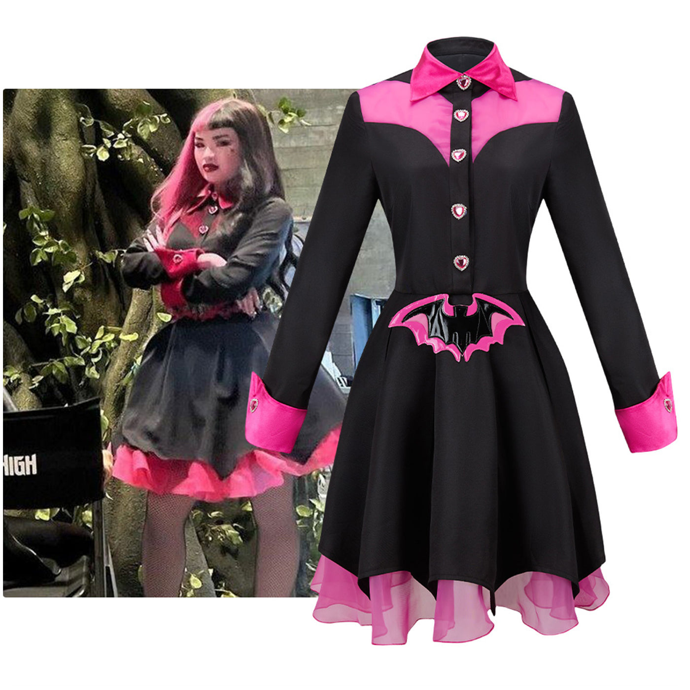 Monster High Draculaura Cosplay Costume Black Gauze Dress Campus Uniform  -Cosplayflying