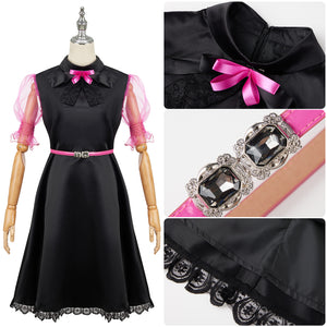 Monster High Draculaura Cosplay Costume Black Dress with Lace and Belt Carnival Party Set