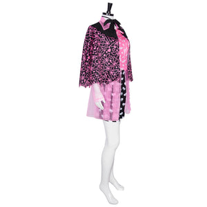 Monster High Draculaura Cosplay Costume Vampire Pink Printed Gauze Dress Halloween Party Clothing