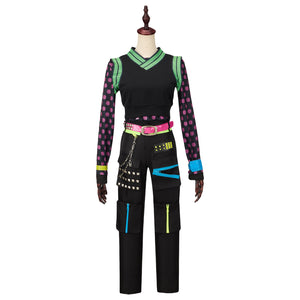 Monster High Frankie Stein Cosplay Costume Black Punk Uniform Halloween Printing Set