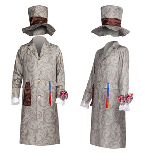 Adult Men Long Suit Jacket with Hat Halloween Christmas Set Retro Printed Jacket Outfit