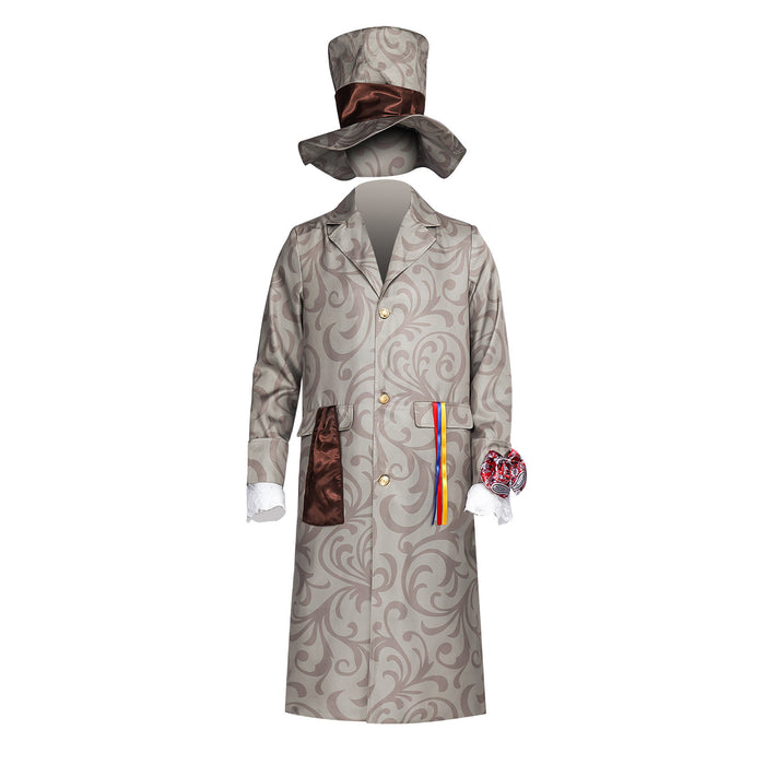 Adult Men Long Suit Jacket with Hat Halloween Christmas Set Retro Printed Jacket Outfit