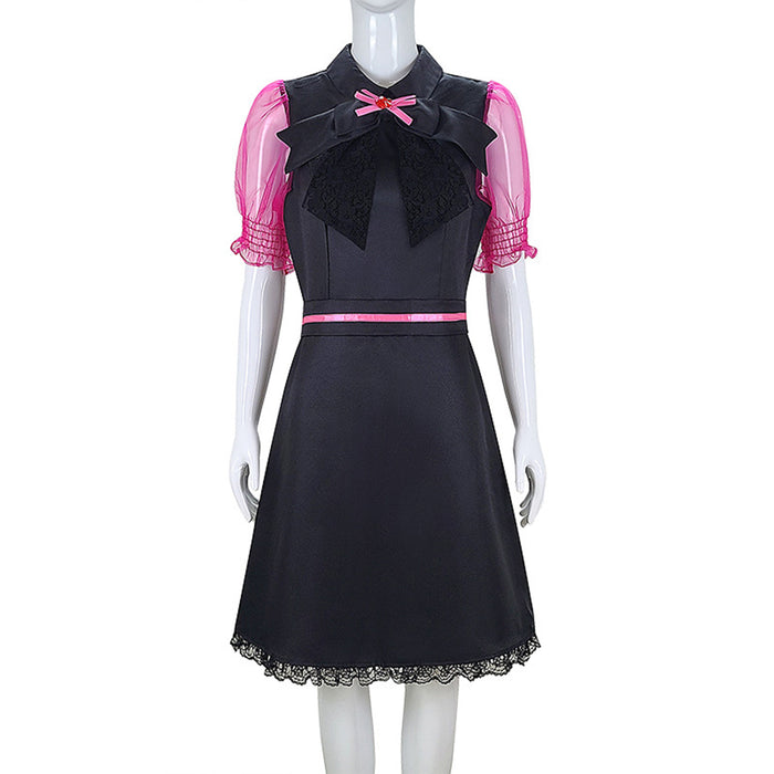 Monster High Draculaura Cosplay Costume Black Bow Dress With Summer Ventilation