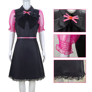 Monster High Draculaura Cosplay Costume Black Bow Dress With Summer Ventilation