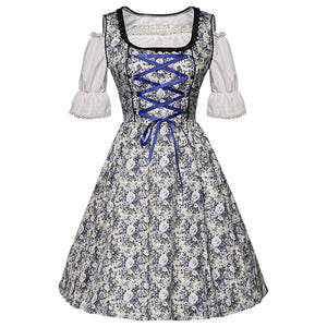 Maid Sexy Floral Dress Bavarian Germany Beer Festival Cosplay Costume Court Clothing