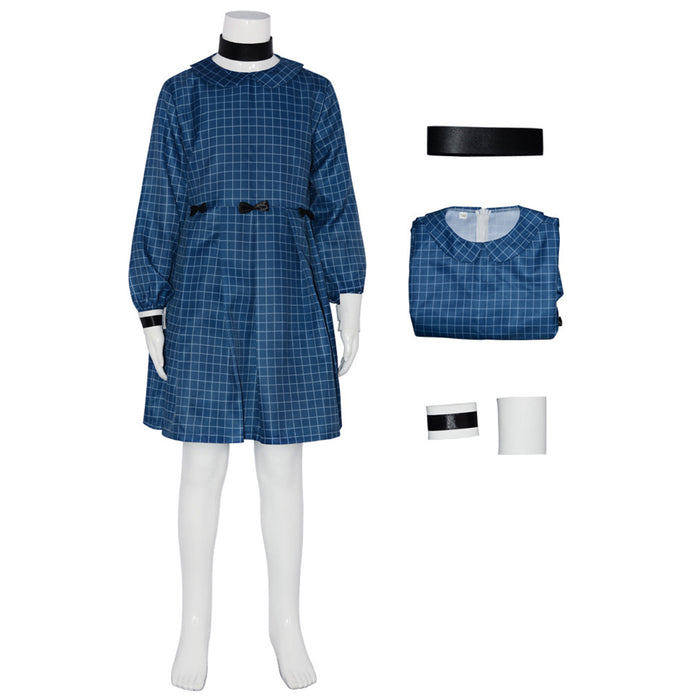 Orphan Esther Cosplay Costumes Horror Movie Children's Women Blue Plaid Dress Halloween Clothing