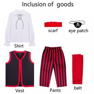 Pirate Kid Cosplay Costume Coat Pants Retro Accessories Set for Birthday Party Clothing