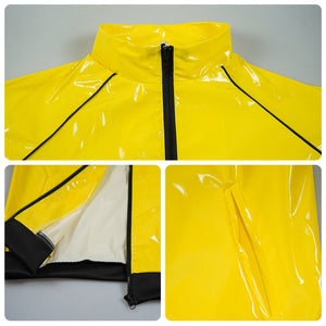 Retro 70s Disco Cosplay Costume Casual Suit Yellow Glossy PU Jacket Hip-hop Shows Clothing