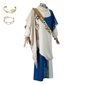 Game Reverse 1999 Six Atticus Cosplay Costume Retro Pastor Robe Printed White Cloak